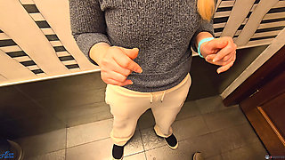 Stranger cum in my panties in restaurant toilet