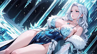 Silver-Haired Ice Mage in a Crystal Hall! Casting magic while looking effortlessly cold, yet her lips are trembling.