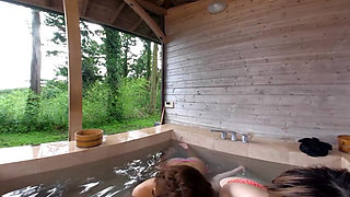 Two Beautiful Women in Swimsuits Walk Into a Resort Spa and Seduce You!