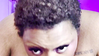 BBW Ebony Goddess with Big Tits Gives Whipped Cream Blowjob to BBC