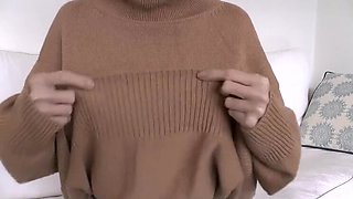 German MILF Lady Victoria Valente - Taboo JOI & Handjob in Sweater - Cum on Cashmere POV