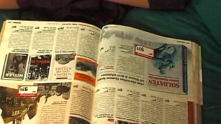 Lonely brunette chick is filling her pussy with a big dildo