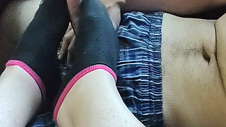 Black Ankle Sock Footjob Sockjob - Cum on Socks