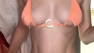 Petite small tit babe with perfect pussy masturbates