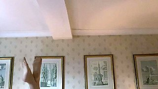 Slutty amateur blonde smoking and jerking dick