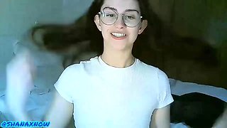 Glasses Brunette Gags on Extreme Deepthroat Face Fuck