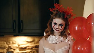 Scarlet's tight red pussy throbs as Codey slams her from behind in doggy