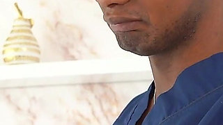 Interracial Sex-horny Blonde Takes Her Doctor's Black Cock Deep Down Her Throat to Fill Her Mouth with Cum!