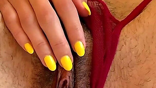 Extreme hairy asshole and pussy milf made video for her neighbor's boys fingering in lingerie and high heels