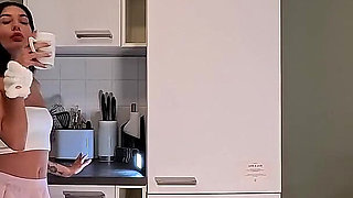 Short Pink Mini Skirt and Panties with Over Knee Socks Is Only the Start She Takes off Underwear to Flash Her Shaved Pussy