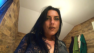 Bathroom Toilet Fetish. Lace Robe Dirty Talk and Shiny Dress Pee Close up