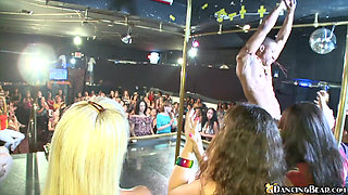 Dancing Bear - Stunning Brunette Aimee Divine with Friends Group Sucks Male Strippers Cock & Gets Wild Facial