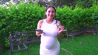 A Brunette Model Engages In Park Encounter While Expecting