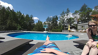 Vacation Handjob by the Pool