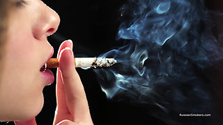 Ultra HD Russian Beauty Smoking Cigarette Seaside