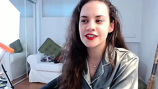 Cute curly brunette solo webcam masturbation