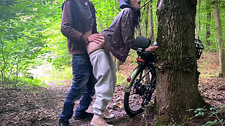 Dumb Brunette Broke Her Bike in the Woods & Pay with Her Pussy for the Repair! Doggystyle Fuck