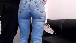 Grobbing Amateur Ass and Fingering Pussy in Blue Jeans