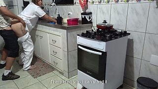 Maid had her ass used while washing dishes.