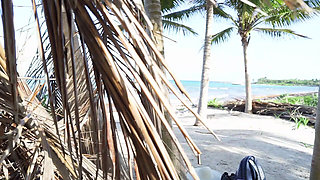 Latina Creampie and Facial on the Beach