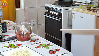 Mila Naturist Cooks the Best Meat Sauce Naked