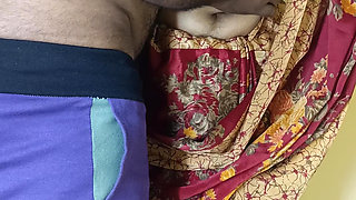 Red color saree cheating Housewife 1