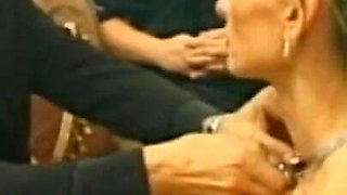 Humiliating dildo playing with old man