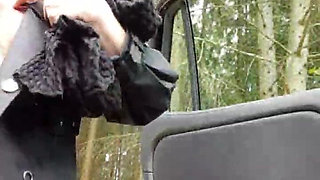 Julie Strips Naked on the Side of the Road and Squirts