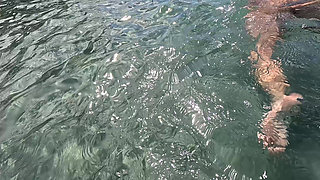 Naked MILF Swimming with Anal Plug Underwater