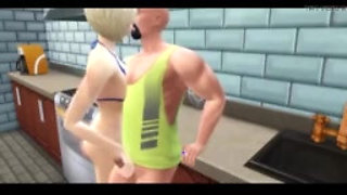 Sims 4 - Busty step mom gets creampied in the kitchen