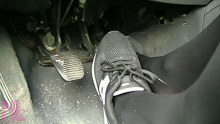 Sensual Pedal Pumping in Black Sneakers