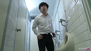 Tiny crazy japanese Girl suprised her Classmate on Toilet and seduce him to Fuck at Uncensored JAV