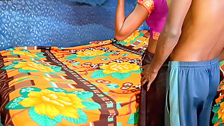 After making the bed, my sexy wife and I engaged in intense anal sex real Desi sex video featuring a pink blouse sex