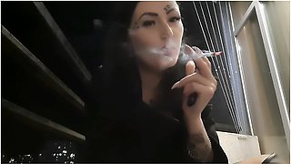 Dominatrix seduces with smoke and straps you down tight