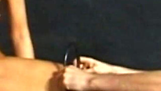 Humiliating wax play in the cage