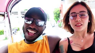 Busty Thai MILF picked up for a dirty interracial threesome