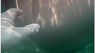 Asian Student Swims In The Sea And Plays With Her Pussy