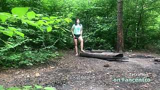 She’s Pleasuring Her Pussy a Sweet Brunette MILF in the Forest, and I’m Secretly Watching Her!