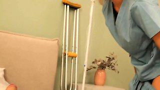 Hot nurse lets patient jism inwards her taut labia -