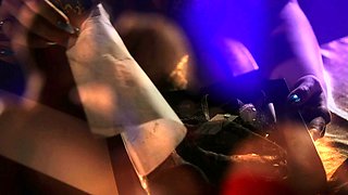 Blonde cougar cunt and ass licked in 4some with MILFs