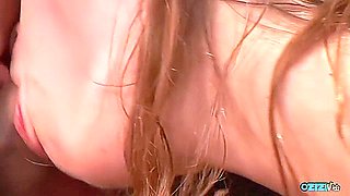 While In Her Backyard The Brunette Invites The Older Man To Satisfy Her Anal Cravings