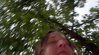 Teen Shows Tits and Asshole During a Storm in the Forest