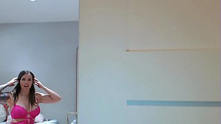 Cute curly brunette solo webcam masturbation