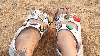 Look at My Toes in Crocs on the Beach