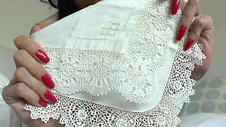 We Smell White Antique Cloth Handkerchiefs - Lady Victoria Valente