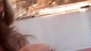 This Beautiful Busty Girl Masturbates on the Street and Gives a Blowjob at Home