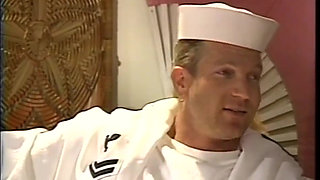 Hot and Sexy Brunette Has a 69 Position and a Hard Fuck with a Muscly Marine in an Italian Vintage Porn Video