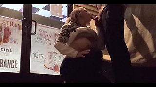 Extremely Risky Bar Blowjob and Downtown Sucking and Flashing