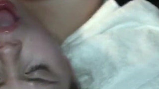 Horny Teen Drinks Glass of Cum Loads