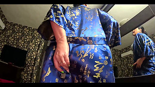 Slutty Geisha Fantasy Deep Throat, Satin Tease and Cum Play